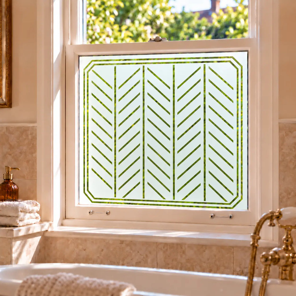 Privacy Window Film Art Deco Chevron Frosted Glass Design