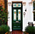 Privacy Window Film Stained Glass Front Door Turquoise and Coral
