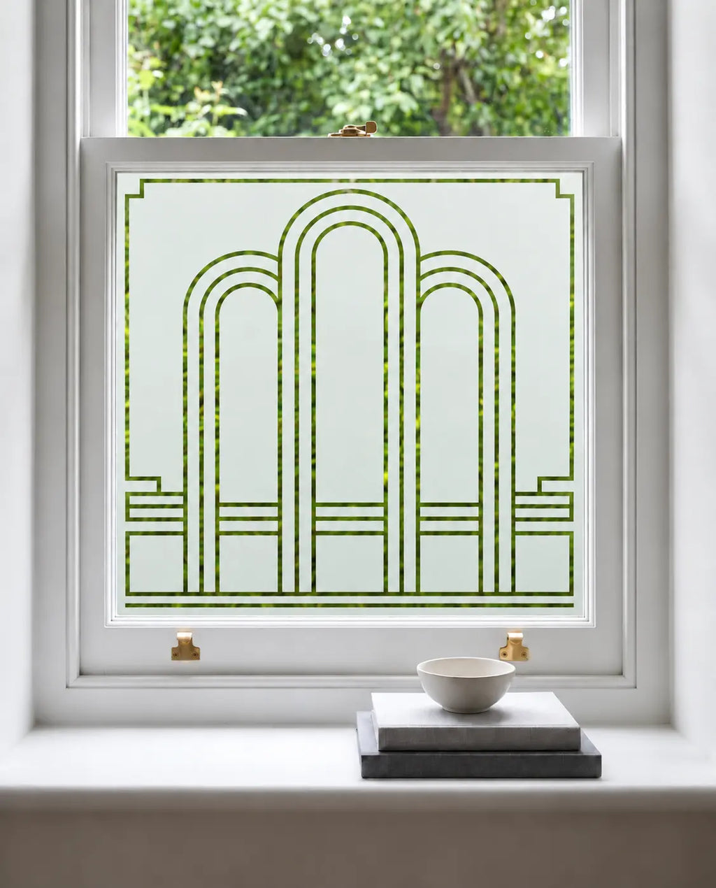 Privacy Window Film Art Deco Arched Frosted Glass Design