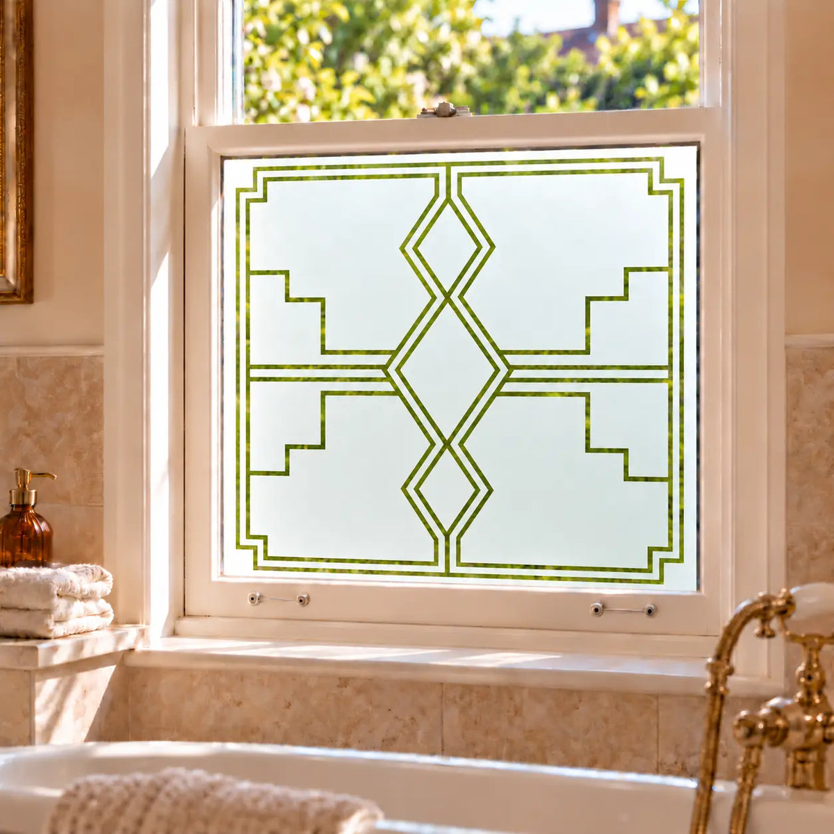 Privacy Window Film Art Deco Diamond Frosted Glass Design