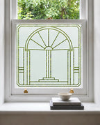 Art Deco Privacy Window Film, Geometric Frosted Glass Design