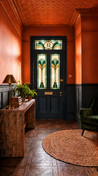 Privacy Window Film Stained Glass Emerald Door Panels and Transom