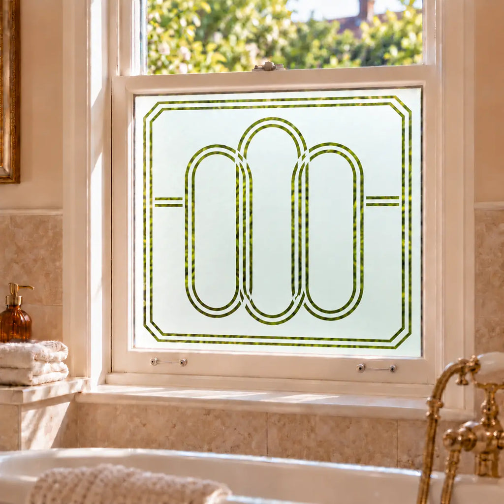 Privacy Window Film Art Deco Curved Geometric Design