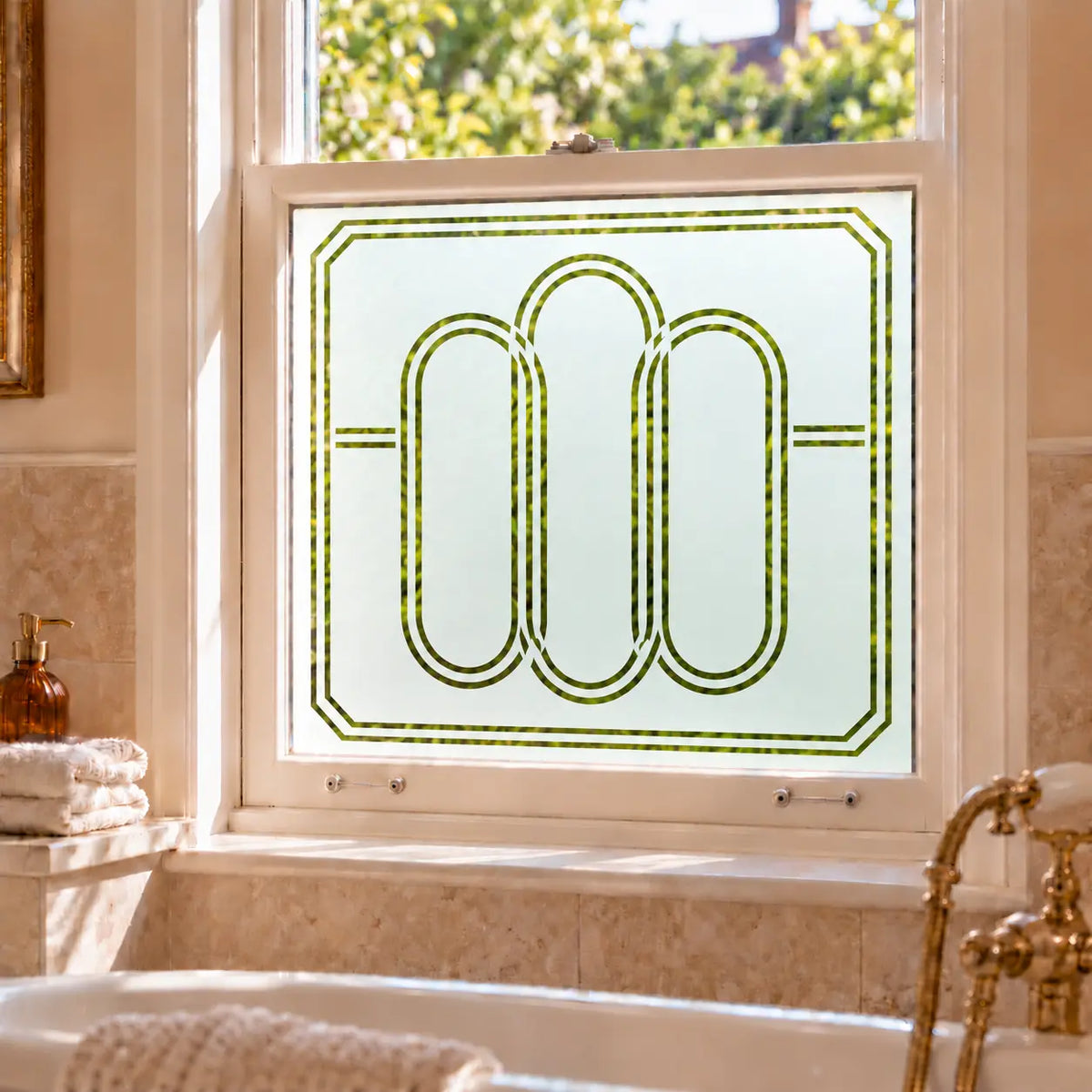 Privacy Window Film Art Deco Curved Geometric Design