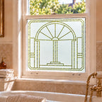 Art Deco Privacy Window Film, Geometric Frosted Glass Design