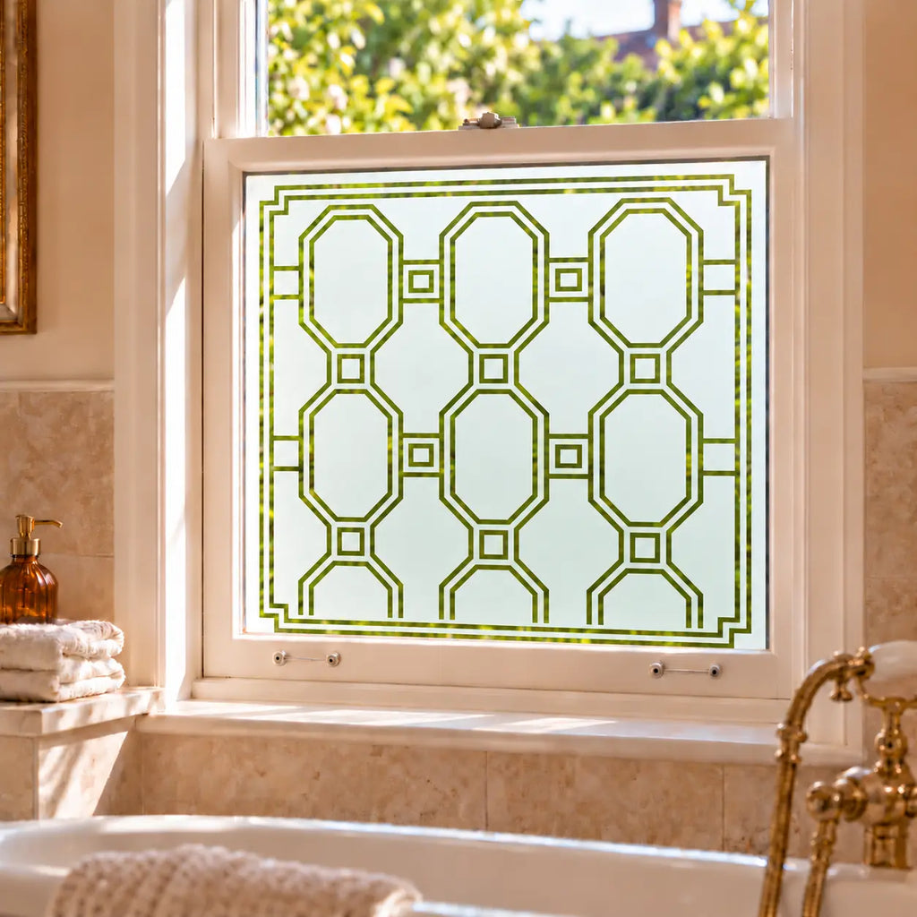 Privacy Window Film Art Deco Geometric Octagon Design