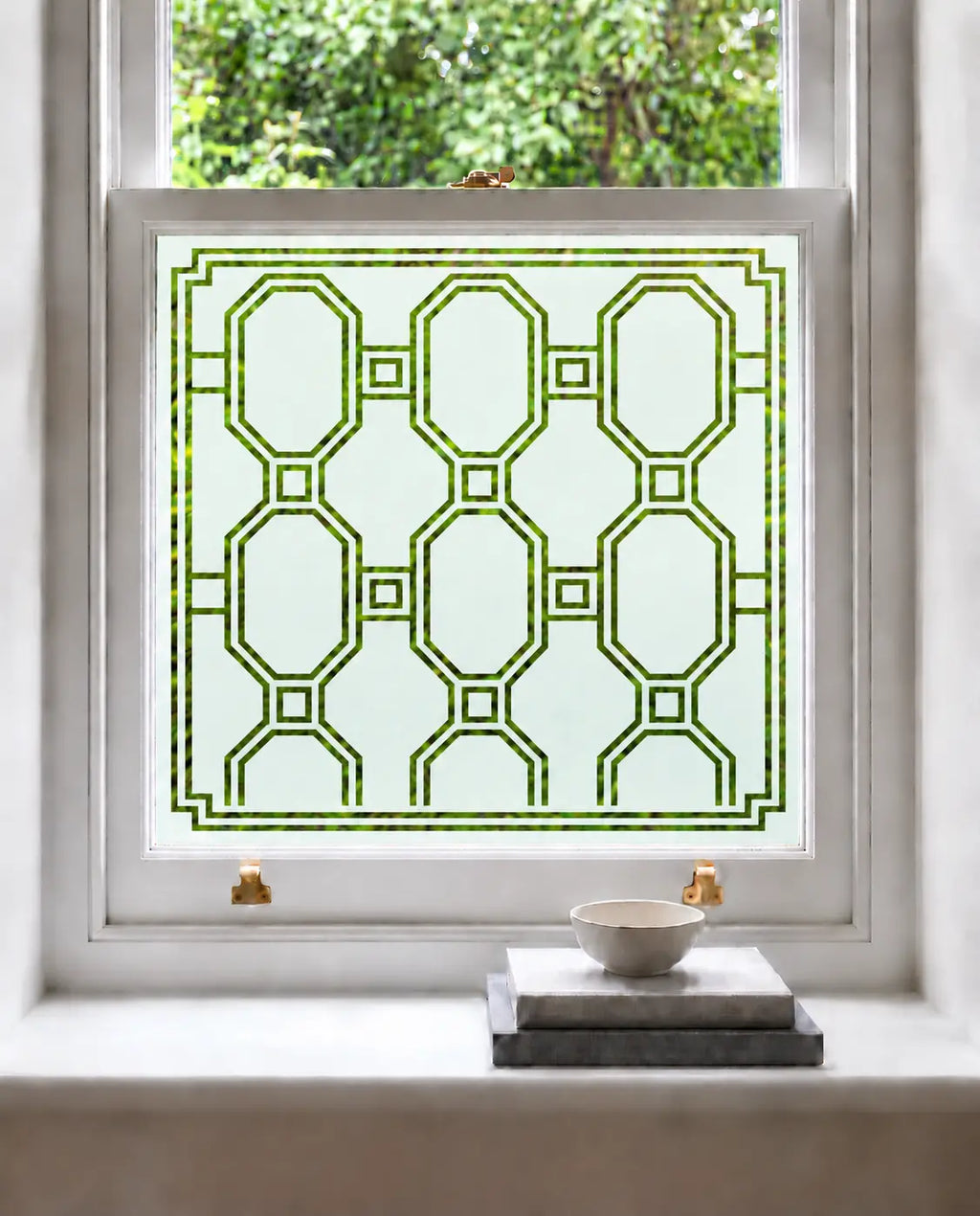 Privacy Window Film Art Deco Geometric Octagon Design