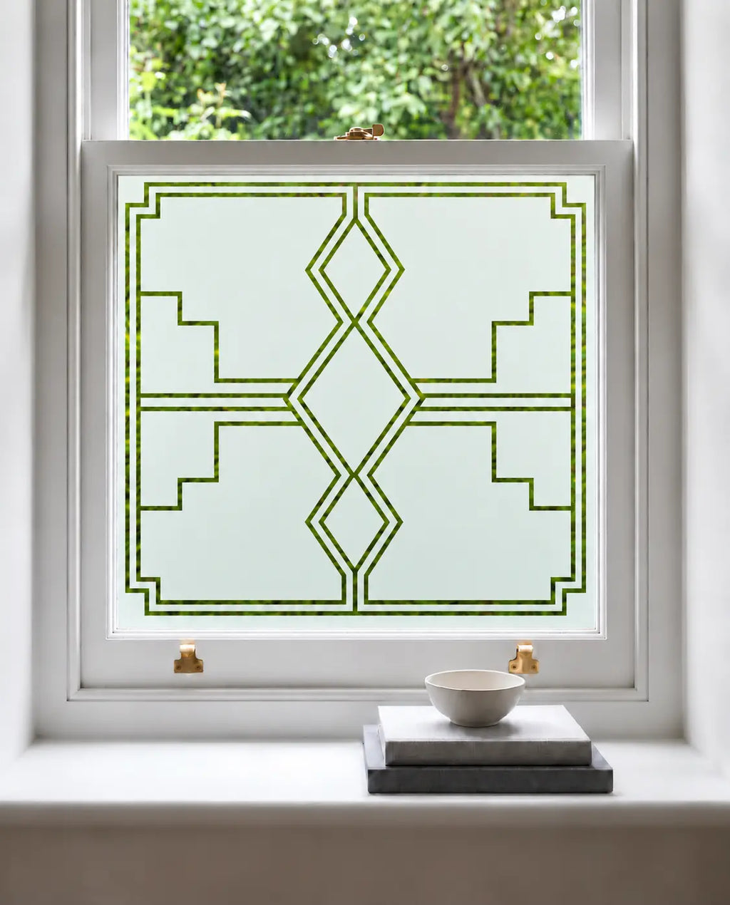 Privacy Window Film Art Deco Diamond Frosted Glass Design