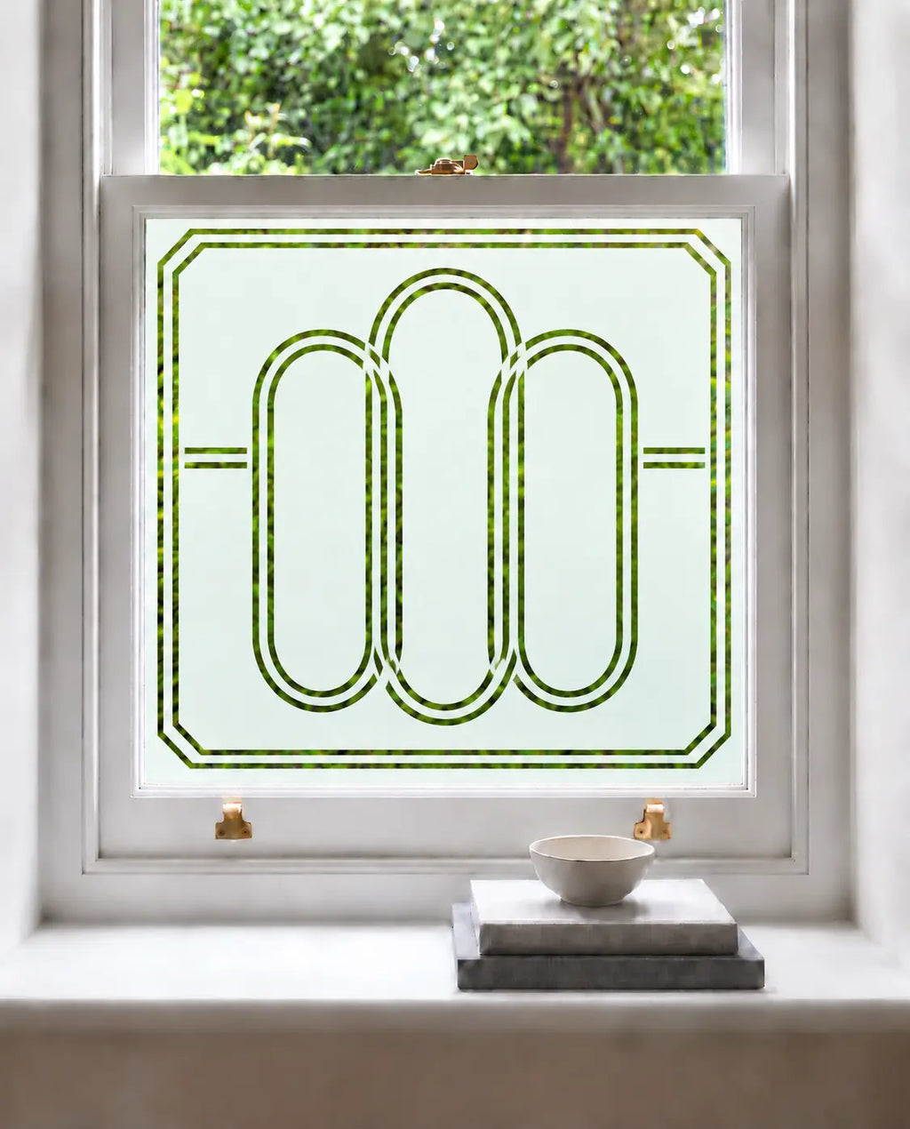 Privacy Window Film Art Deco Curved Geometric Design
