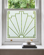 Privacy Window Film Art Deco Sunburst Frosted Glass Design