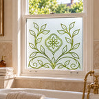Art Nouveau Leaf Frosted Privacy Window Film