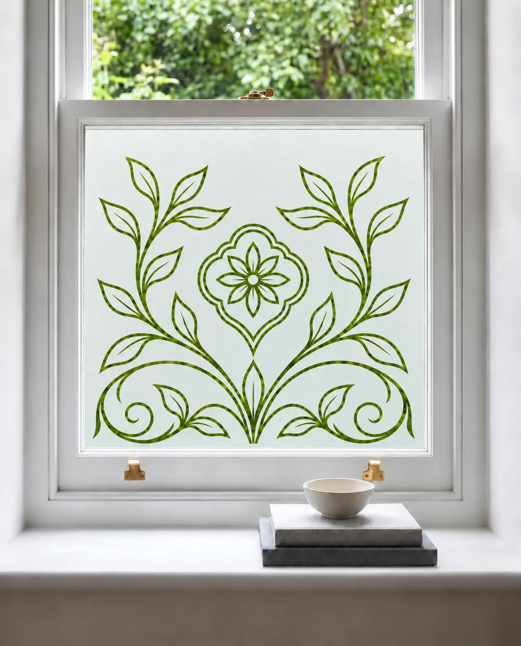 Art Nouveau Leaf Frosted Privacy Window Film
