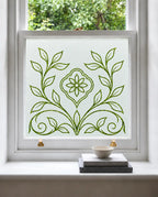 Art Nouveau Leaf Frosted Privacy Window Film