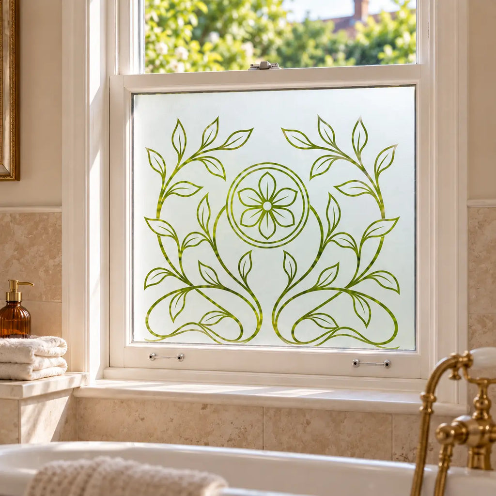 Art Nouveau Floral Medallion Privacy Window Film