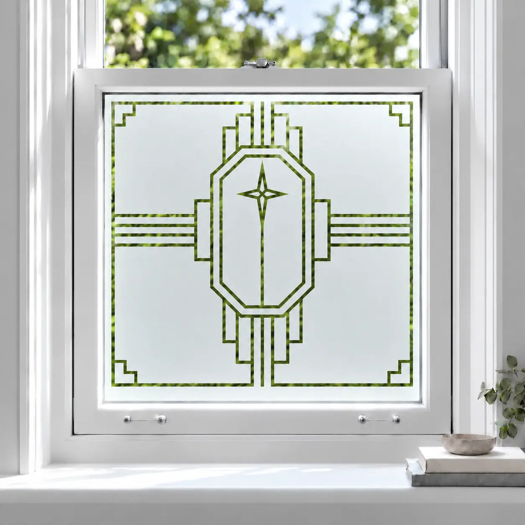 Art Deco Geometric Frosted Privacy Window Film