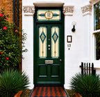 Privacy Window Film Art Deco Teal Diamond Door Panels and Transom