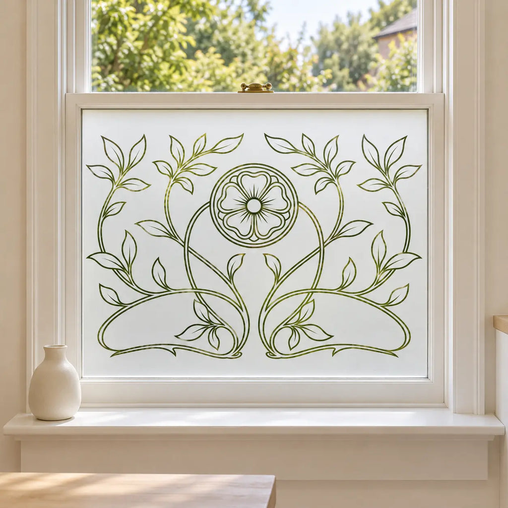 Art Nouveau Floral Privacy Window Film