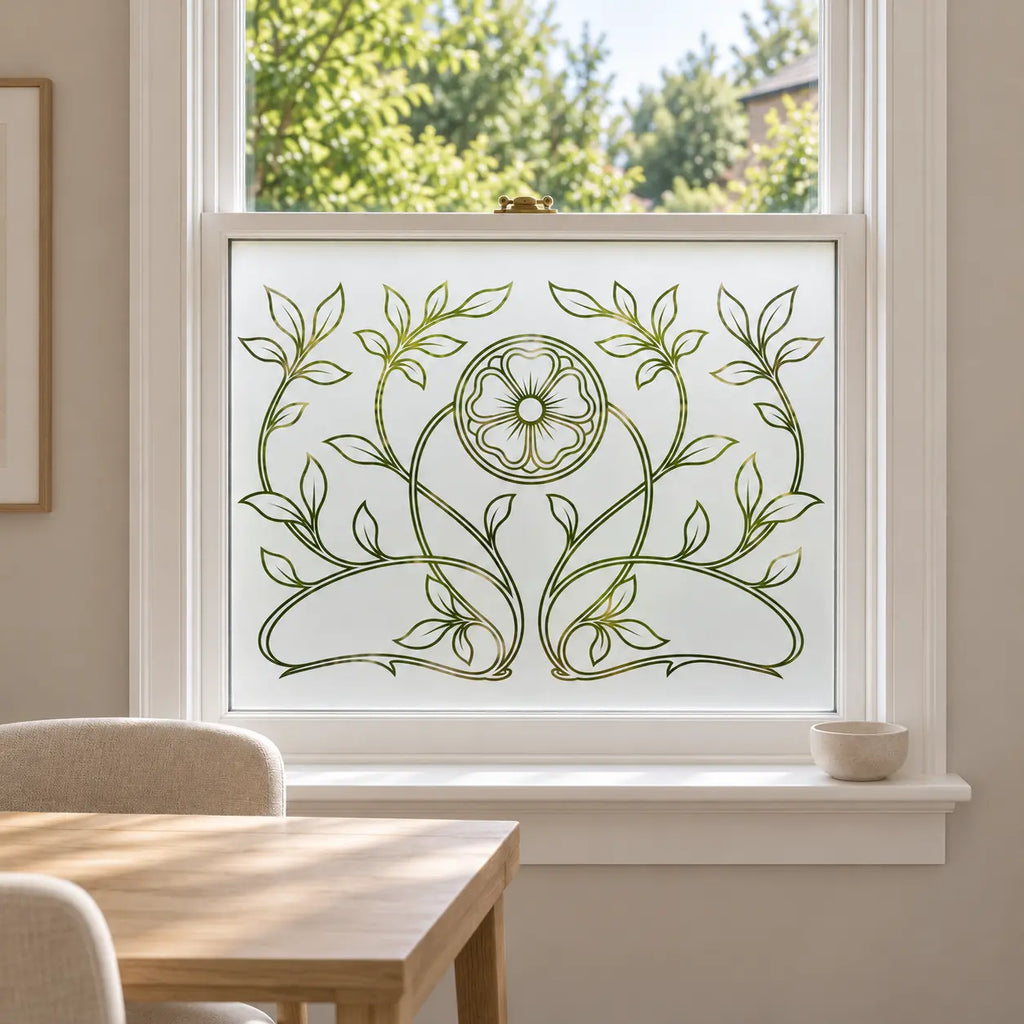 Art Nouveau Floral Privacy Window Film