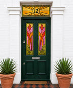 Art Deco Flame Stained Glass Front Door Window Film Set