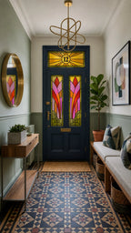 Art Deco Flame Stained Glass Front Door Window Film Set