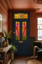 Art Deco Flame Stained Glass Front Door Window Film Set