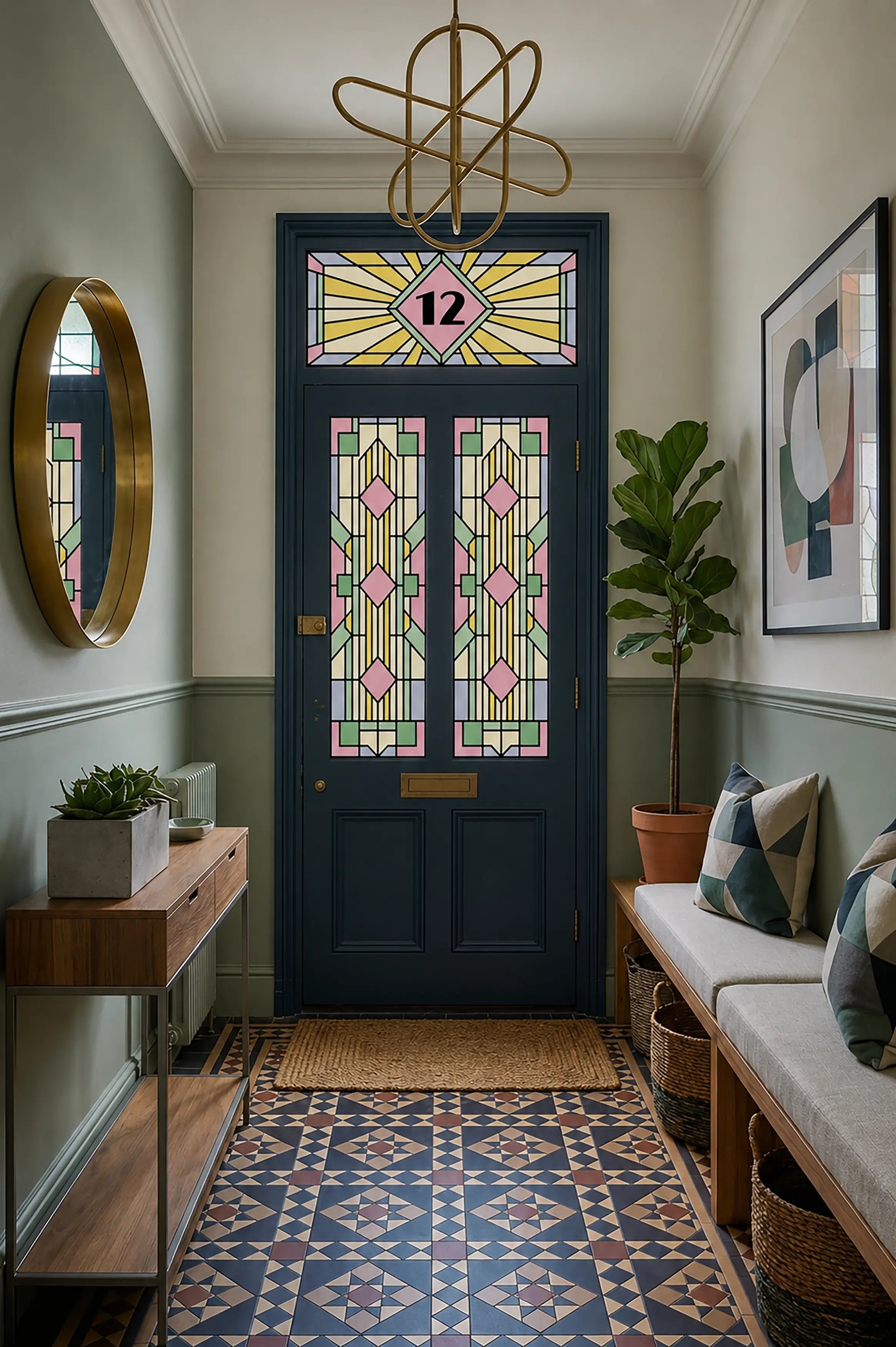 Art Deco stained glass window film 