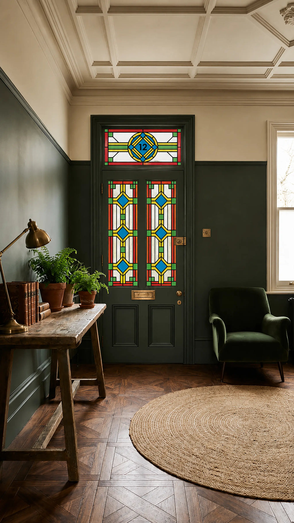 Art Deco Front Door Window Film