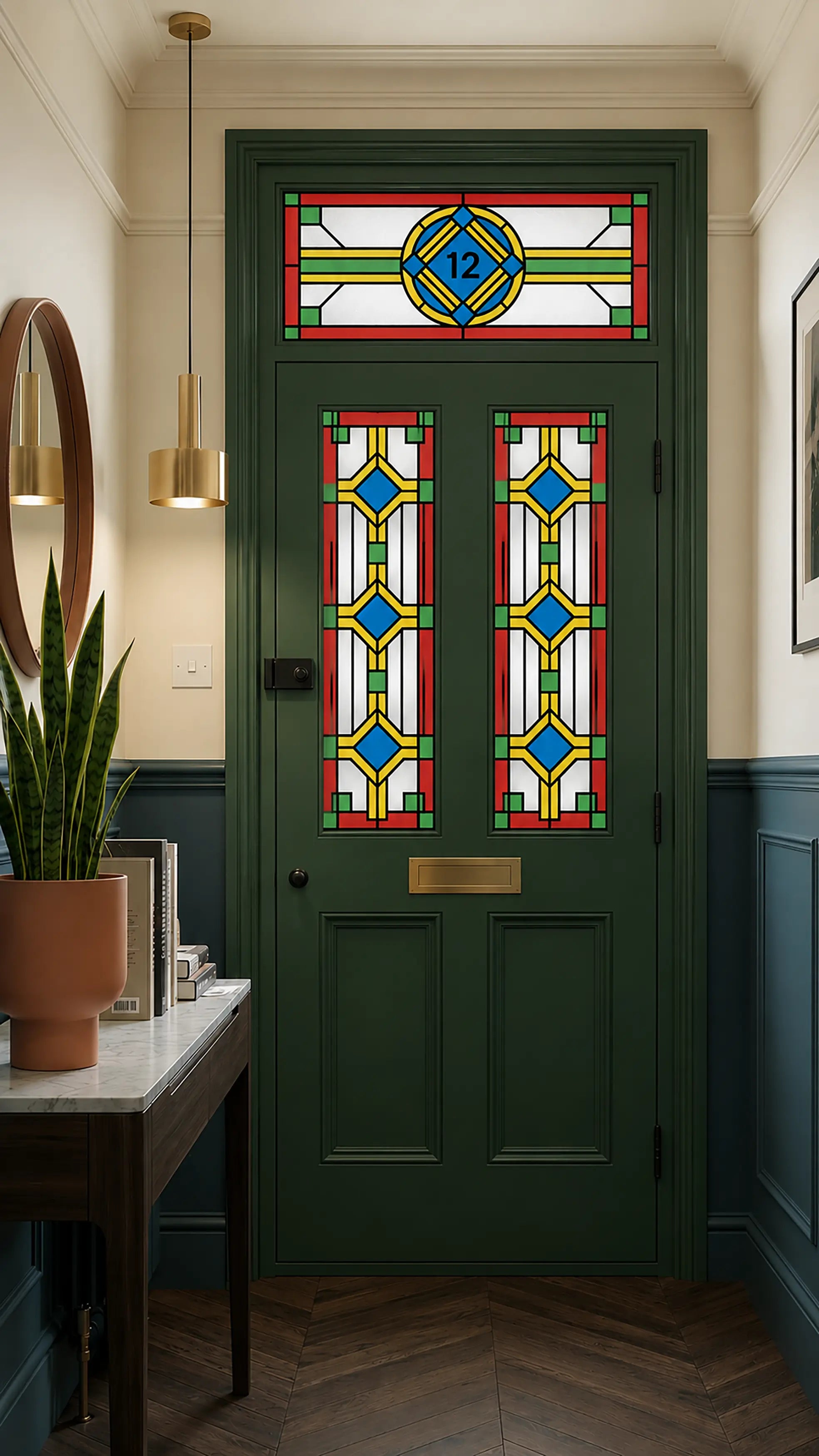 Art Deco Front Door Window Film