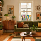 Mid Century Stained Glass Window Film – Modern Privacy Design