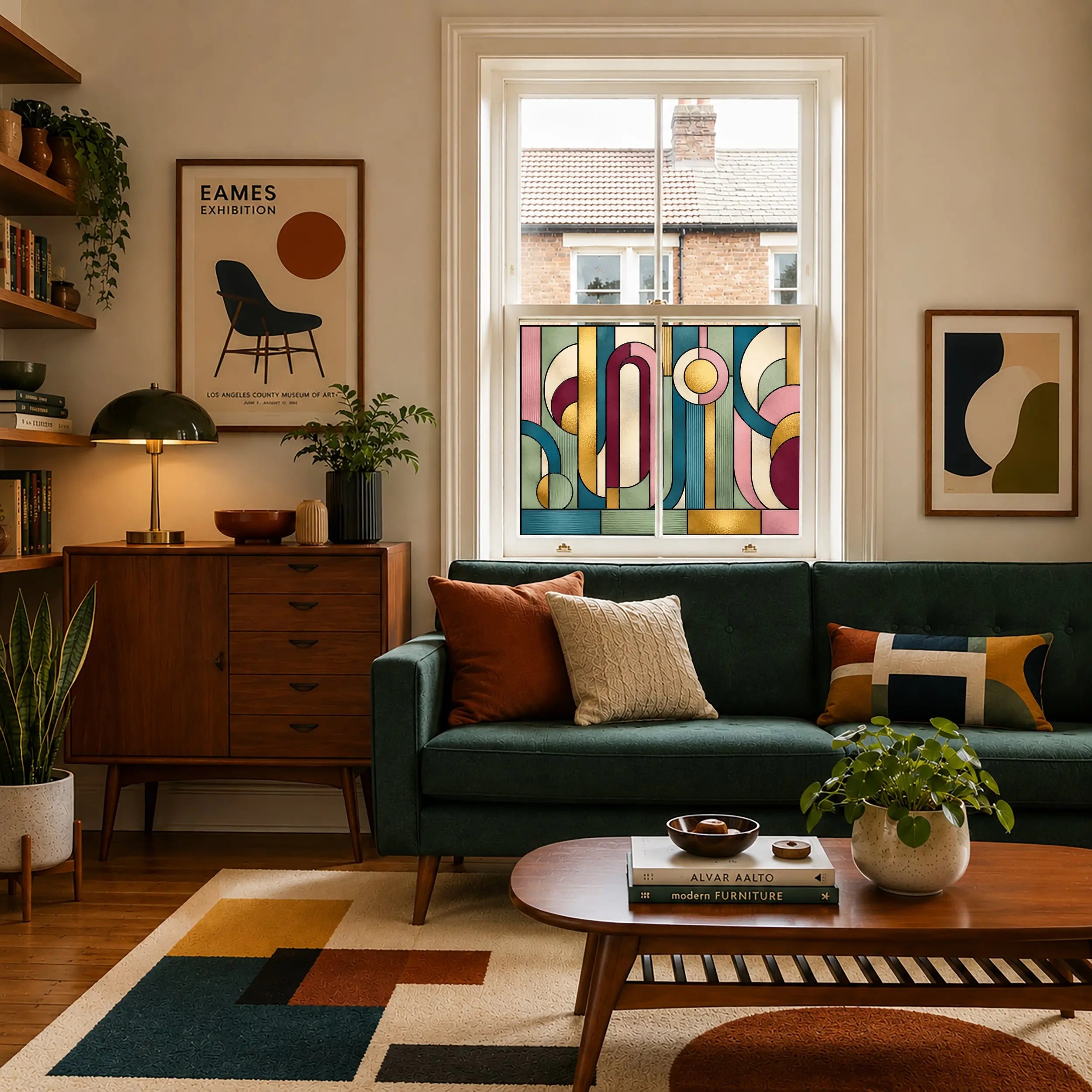 Geometric Stained Glass Window Film