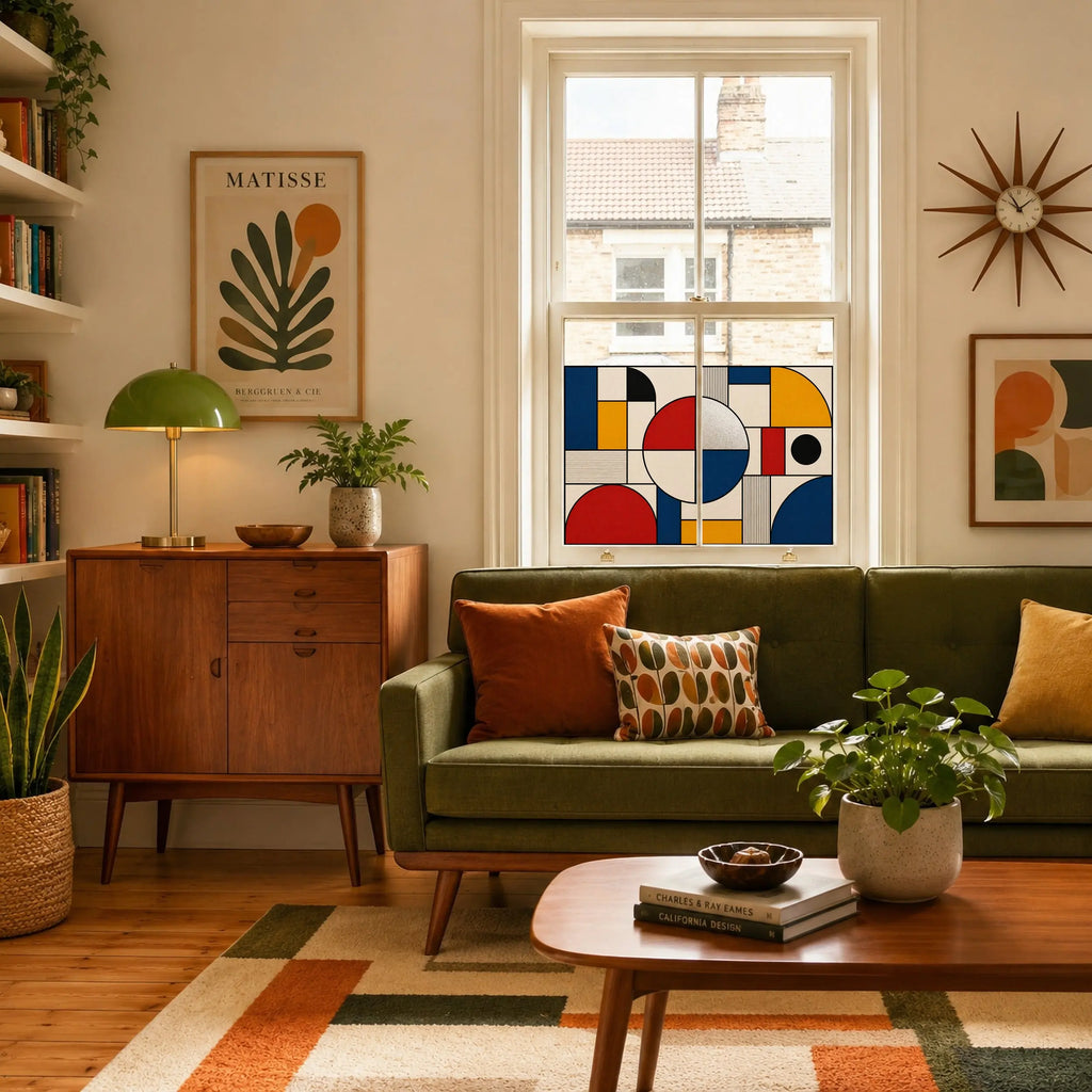 Privacy Window Film, Modern Geometric Stained Glass