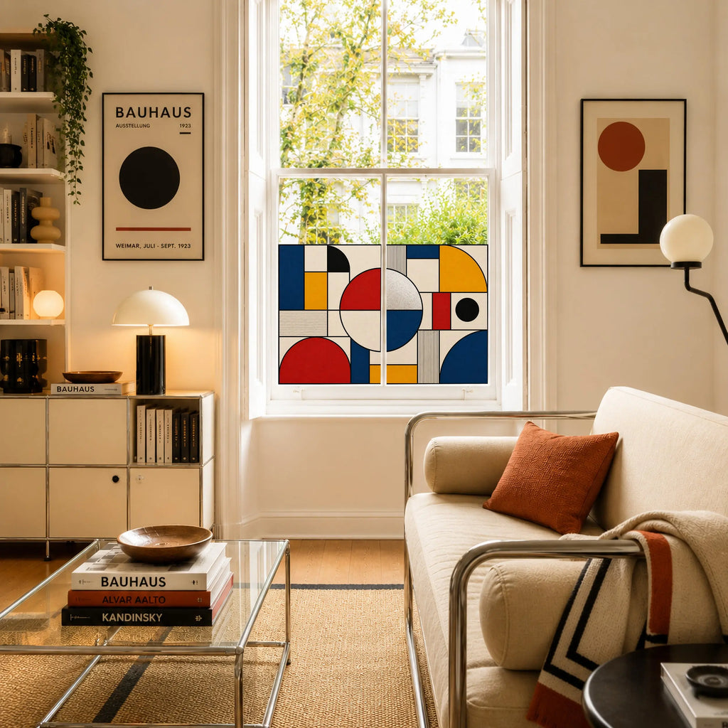 Privacy Window Film, Modern Geometric Stained Glass