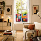 Modern Abstract Stained Glass Window Film – Colourful Geometric Privacy Film