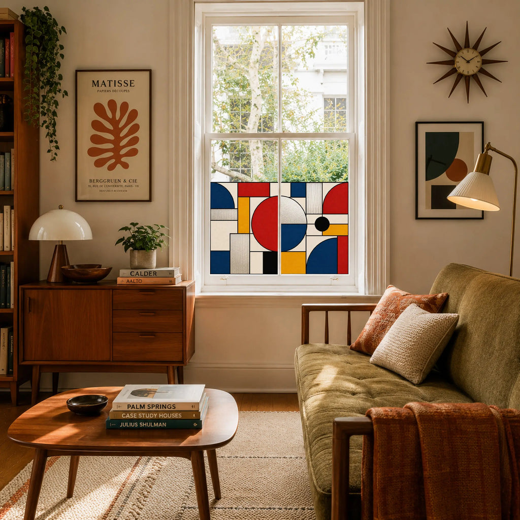 Privacy Window Film – Geometric Stained Glass Window Film