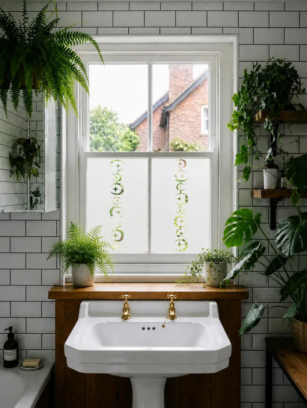 Mid Century Modern Privacy Window Film Decorative Bathroom Window Film