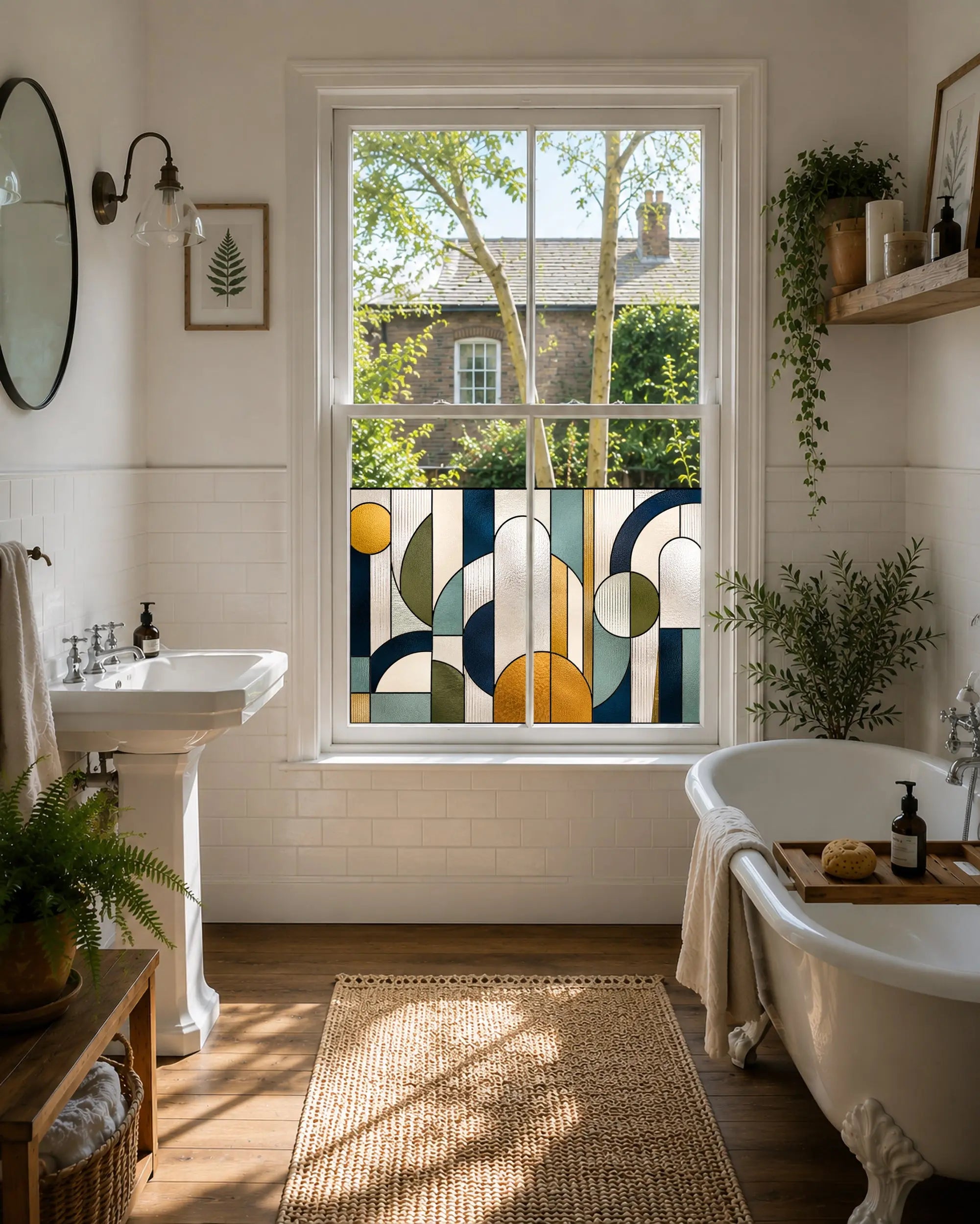 Modern Geometric Stained Glass Window Film
