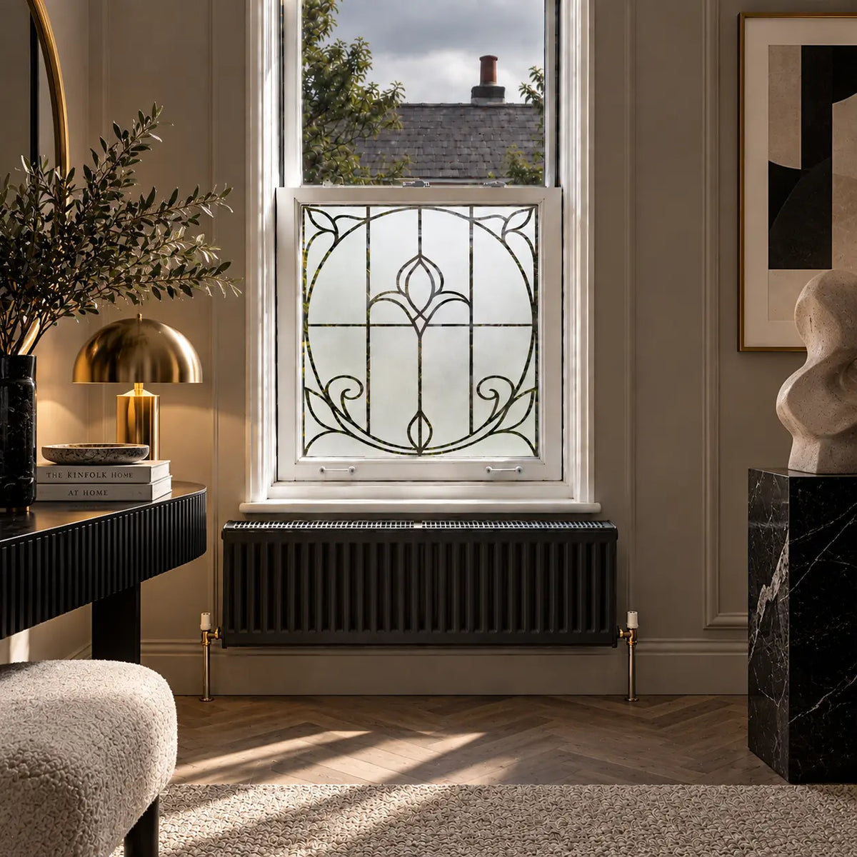 Privacy Window Film, Art Nouveau Frosted Tulip Design, Made to Measure