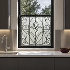 Privacy Window Film, Frosted Art Nouveau Tulip Design