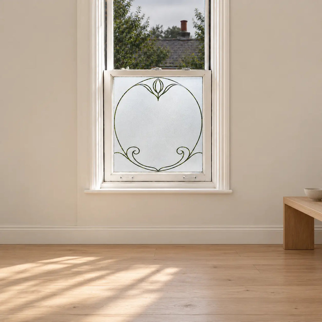 Privacy Window Film, Elegant Art Nouveau Frosted Glass Window Film