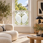 Privacy Window Film, Art Nouveau Frosted Glass Floral Design