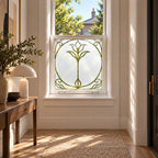 Privacy Window Film, Art Nouveau Frosted Glass Floral Design