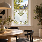 Privacy Window Film, Art Nouveau Frosted Glass Floral Design