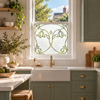 Privacy Window Film, Art Nouveau Floral Frosted Glass Design