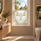 Privacy Window Film, Art Nouveau Floral Frosted Glass Design