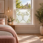 Privacy Window Film, Art Nouveau Floral Frosted Glass Design