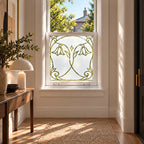 Privacy Window Film, Art Nouveau Floral Frosted Glass Design