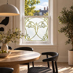 Privacy Window Film, Art Nouveau Floral Frosted Glass Design