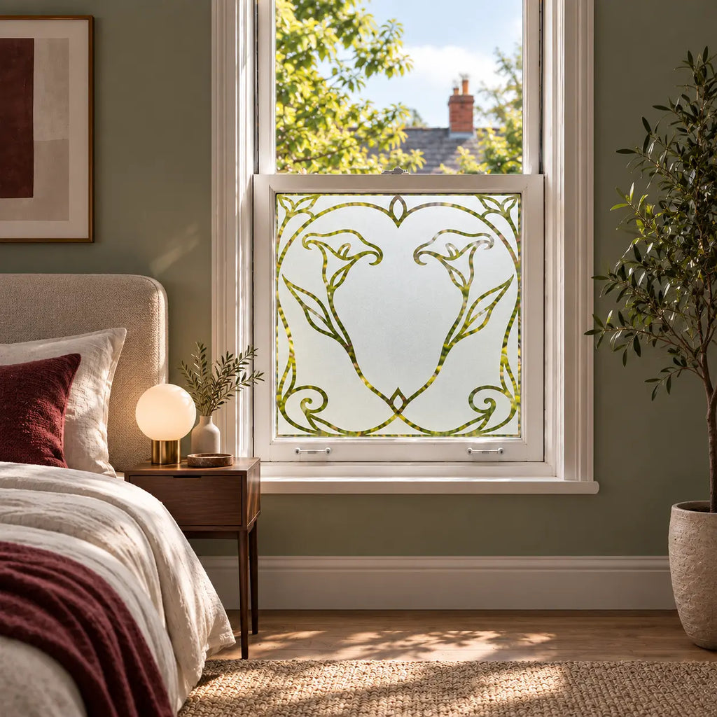 Privacy Window Film, Art Nouveau Calla Lily Frosted Design