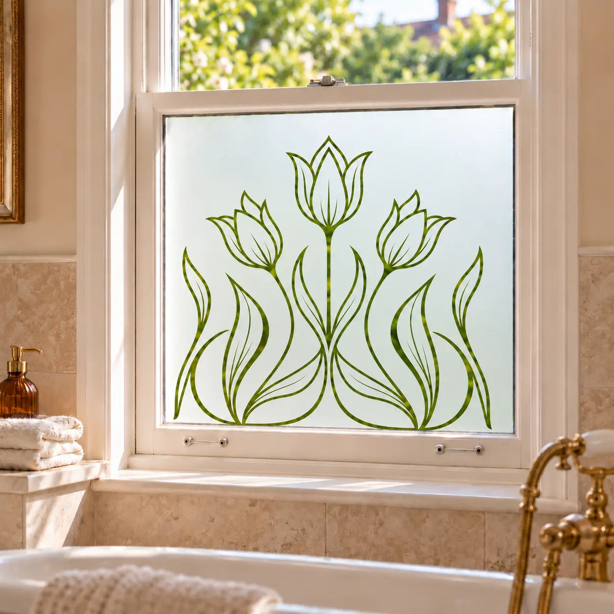 Art Nouveau Tulip Frosted Privacy Window Film