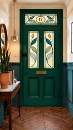 Privacy Window Film Stained Glass Front Door Floral